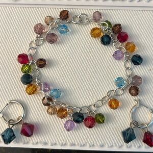 925 Sterling Silver & acrylic accent bracelet and earrings